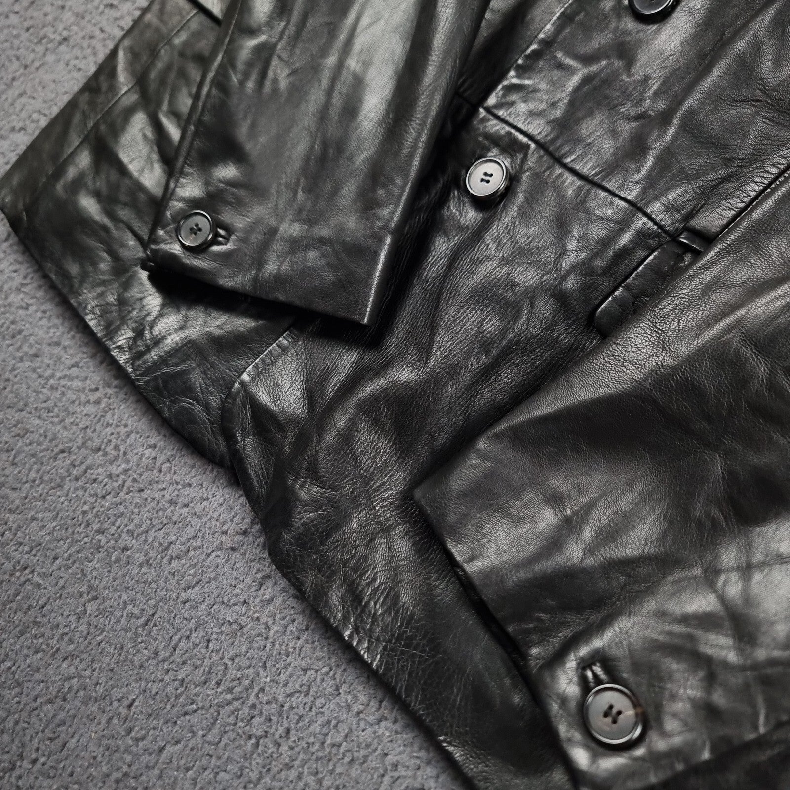 Vintage HUGO BOSS Leather Jacket Men L Large 42 Black Blazer Soft Lambskin Nappa