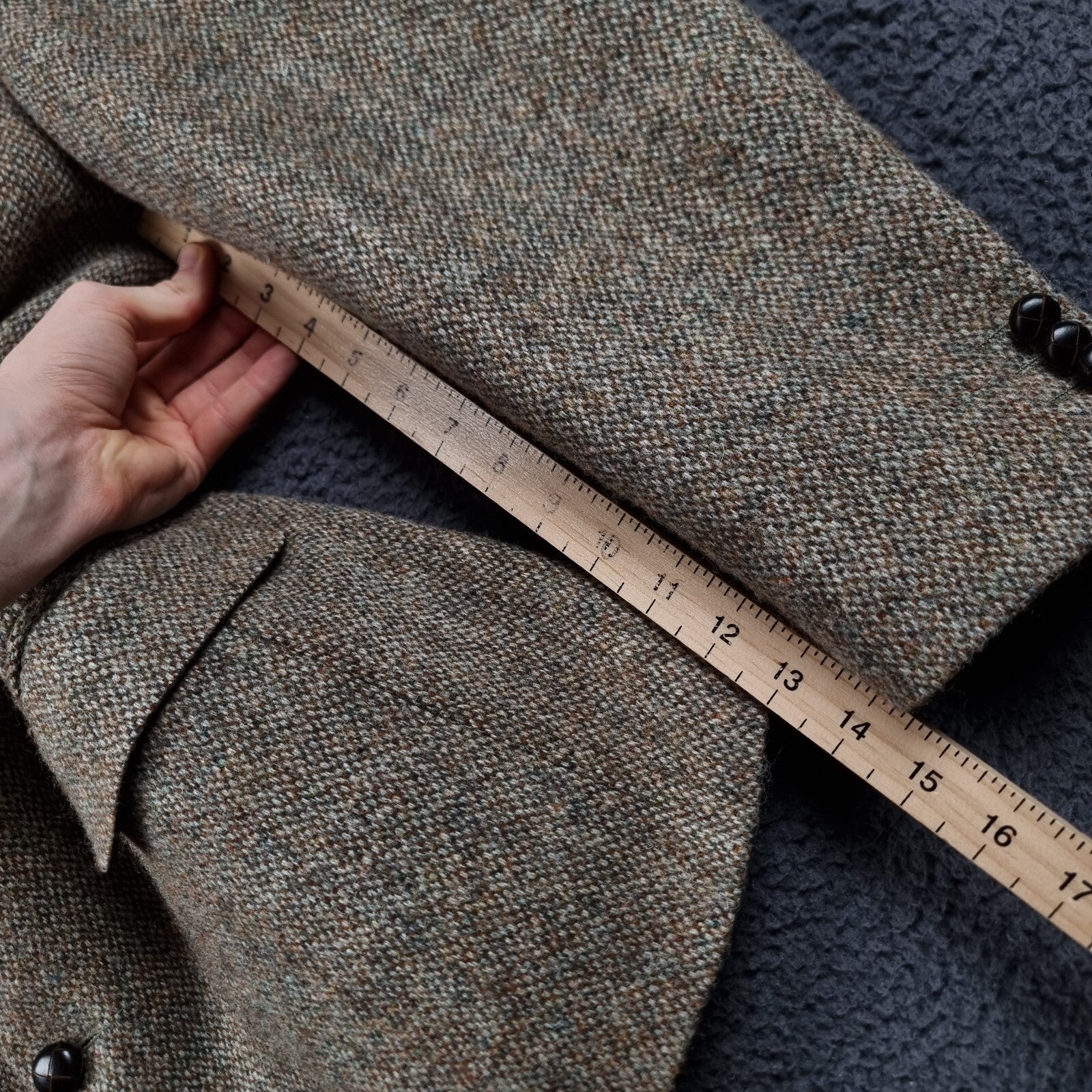 Brook Taverner Harris Tweed Blazer Jacket Mens 42S Brown 100% Wool Sport Coat