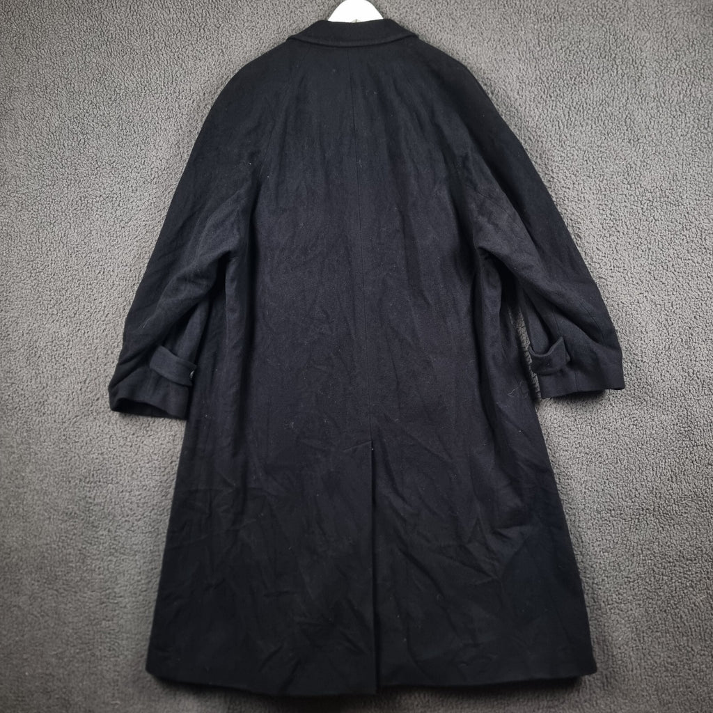 Vintage DANIEL HECHTER Coat Mens 2XL 50 Navy Blue Wool Cashmere Overcoat 80s 90s