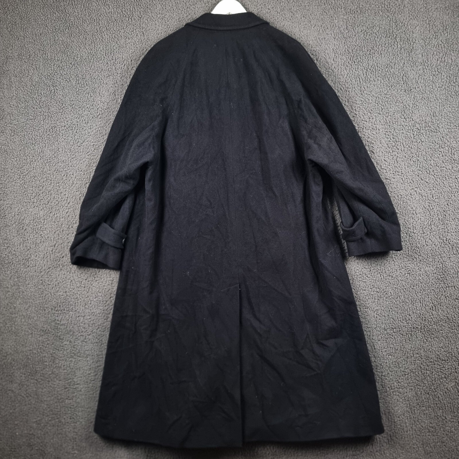 Vintage DANIEL HECHTER Coat Mens 2XL 50 Navy Blue Wool Cashmere Overcoat 80s 90s