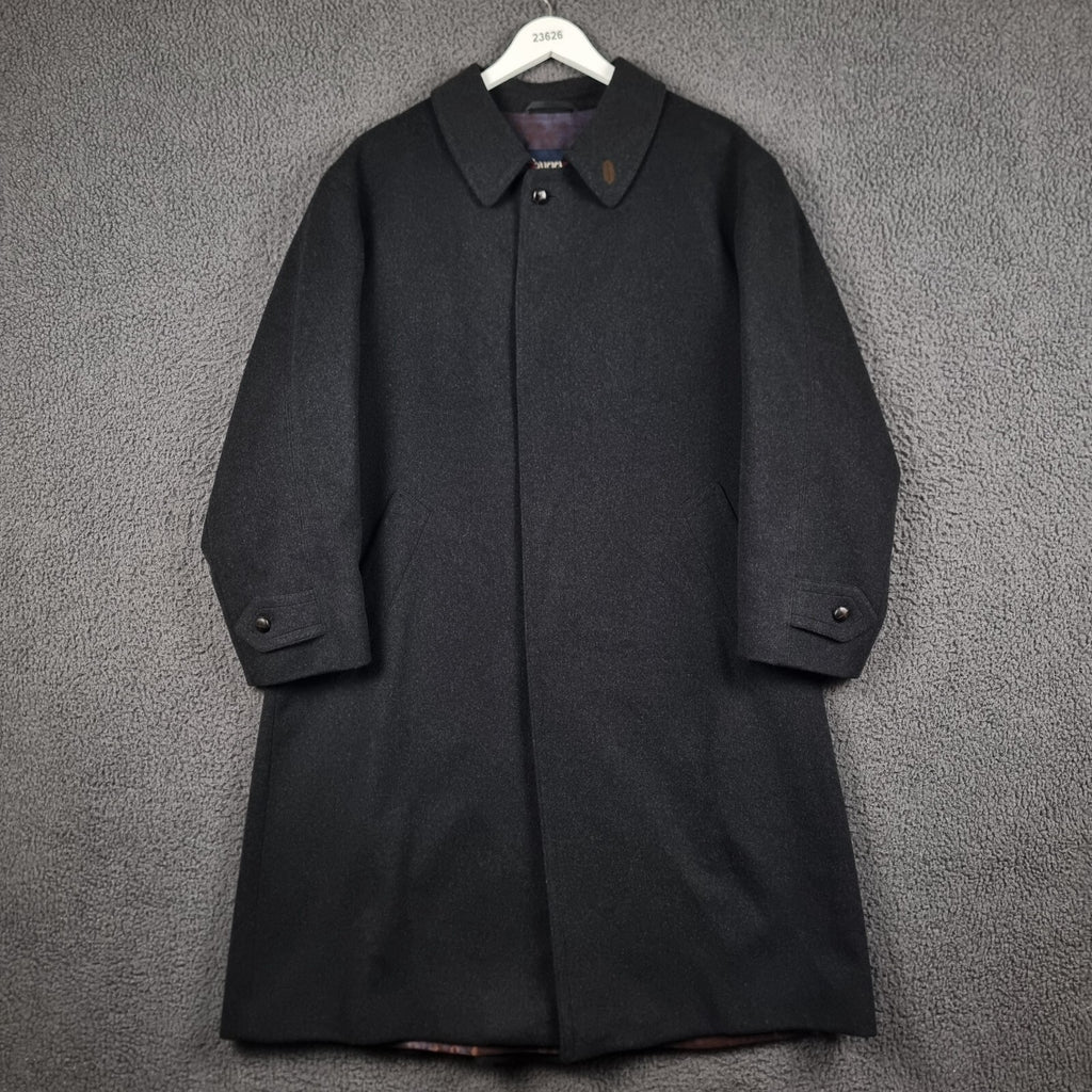 Bugatti Alpen Loden Coat Mens XL 50 Charcoal Wool Long Trench Overcoat Collared