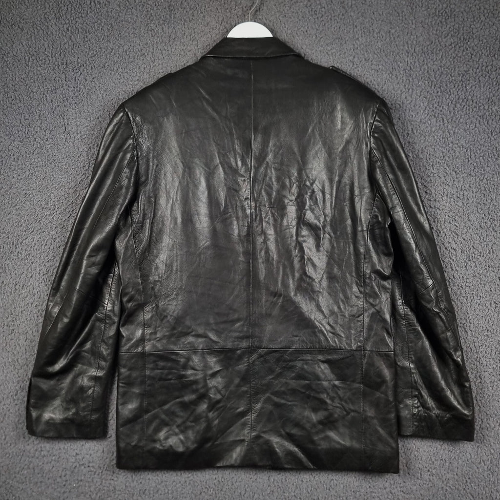 Vintage HUGO BOSS Leather Jacket Men L Large 42 Black Blazer Soft Lambskin Nappa