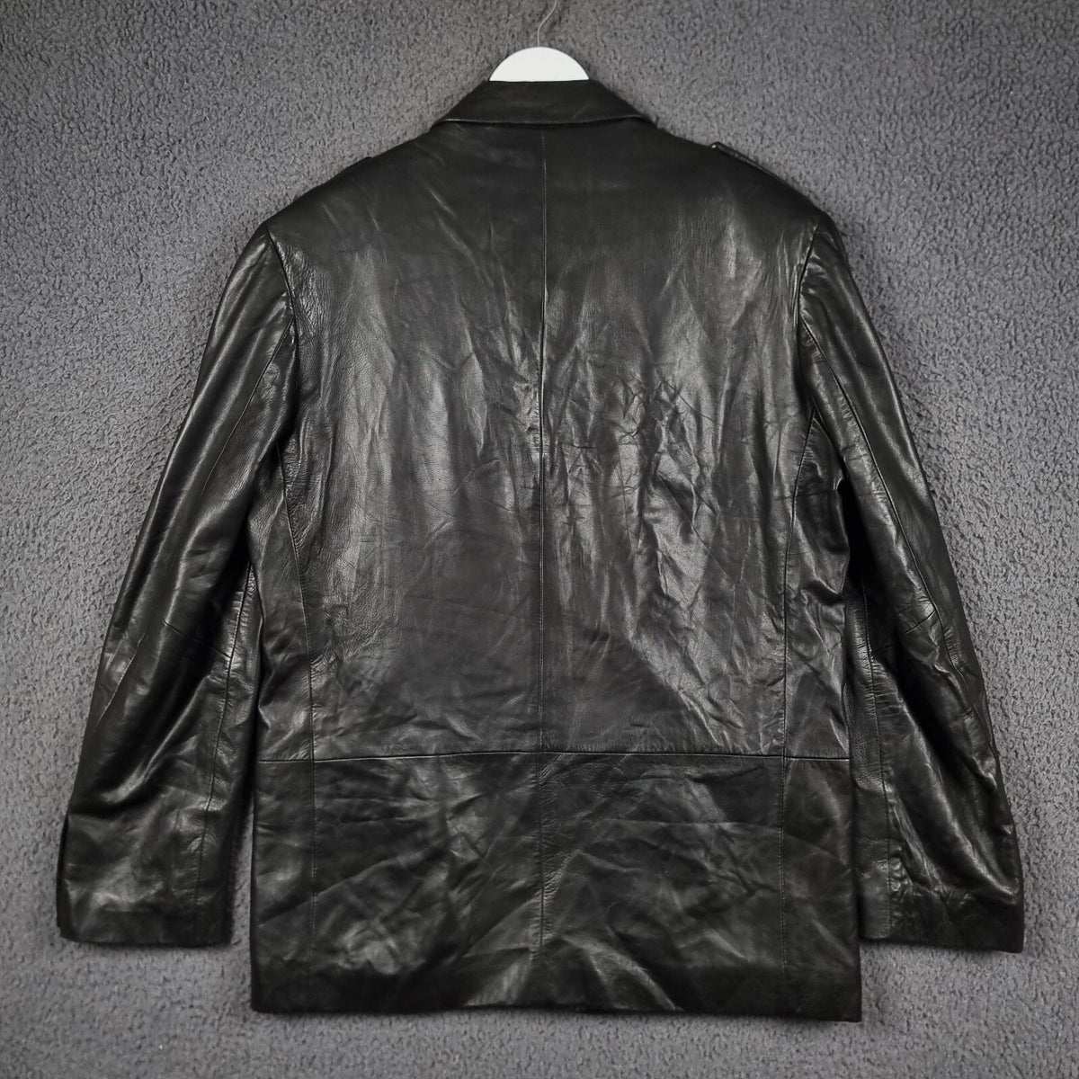 Vintage HUGO BOSS Leather Jacket Men L Large 42 Black Blazer Soft Lambskin Nappa
