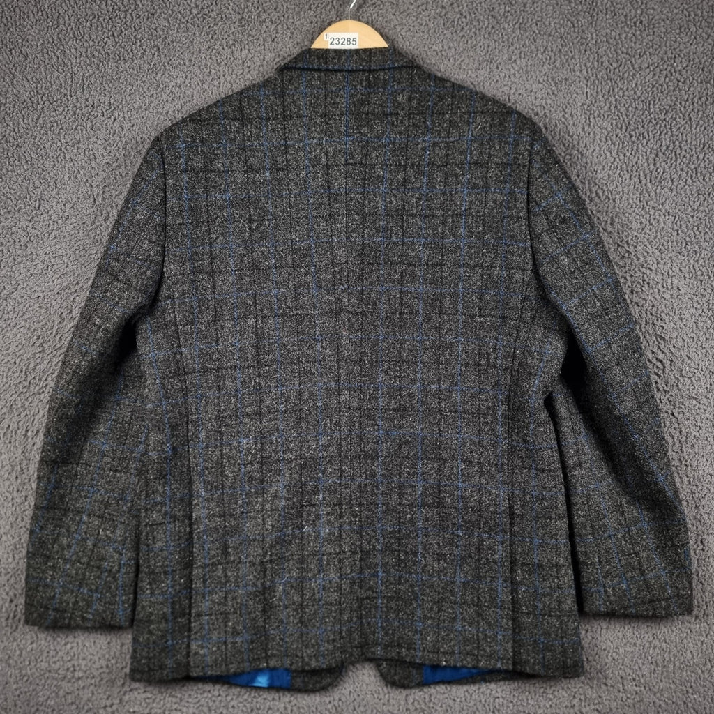 Vintage HARRIS TWEED Suit Mens 44R W38 L30 Grey Check Hacking Blazer Trousers