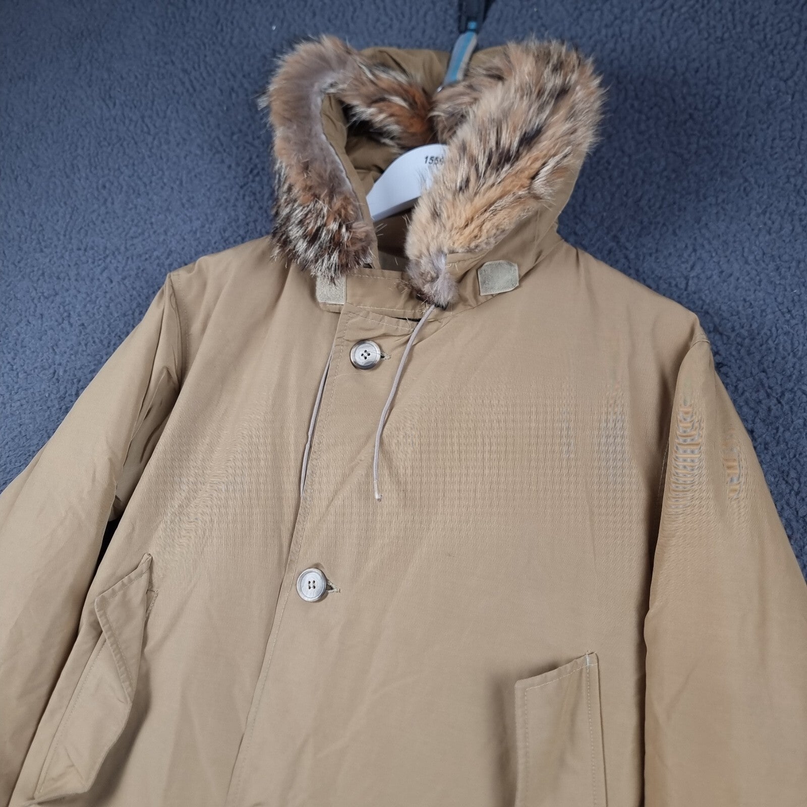Vintage WOOLRICH Jacket Mens XS Brown Down Arctic Parka Coyote Fur USA Made