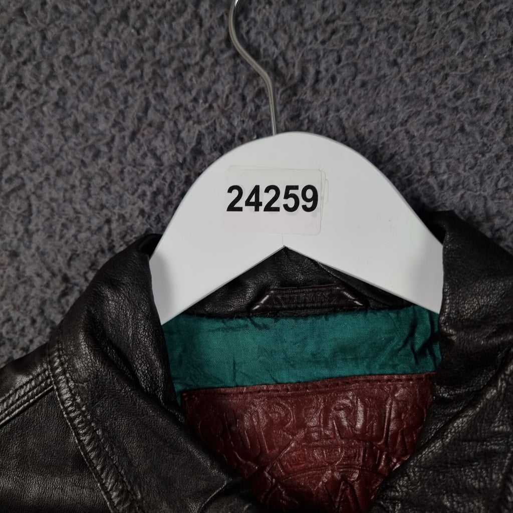 SUPERDRY Leather Jacket Mens S Small Brown Racer Biker Bomber Zip Speed Sport
