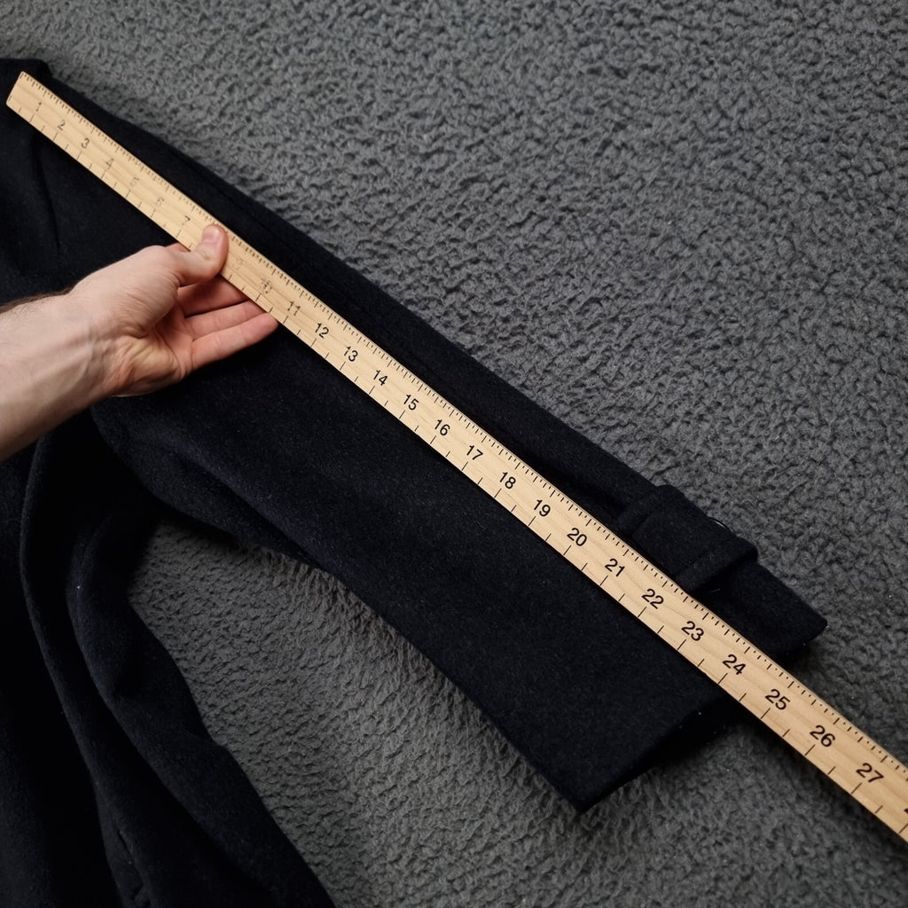 Vintage HUGO BOSS Coat Mens 2XL Navy Blue Wool Loden Overcoat Long Relaxed 80s