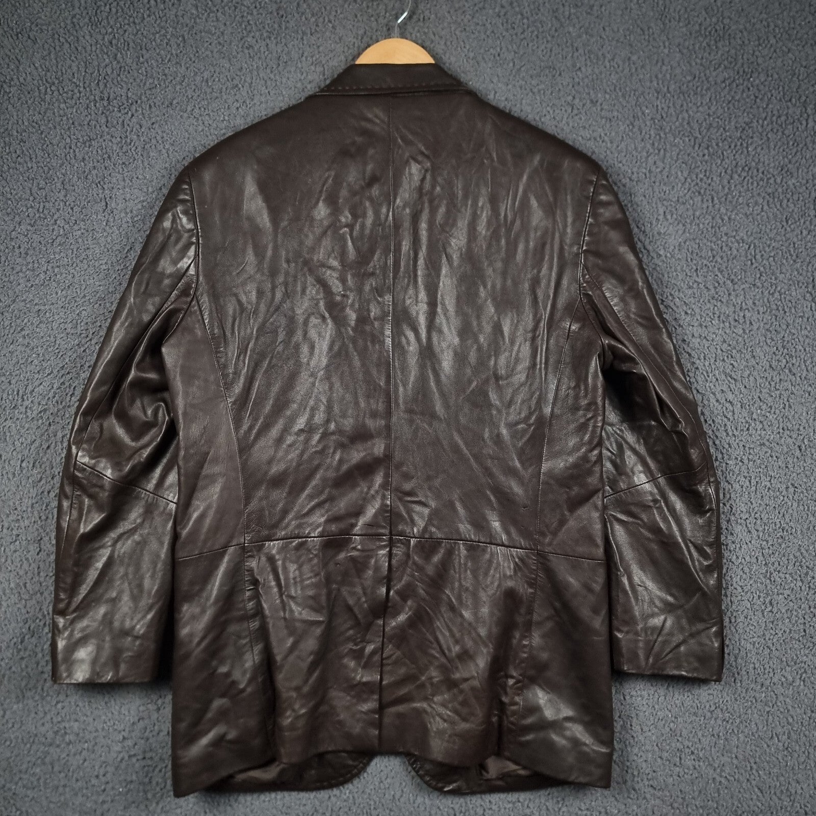 Vintage HUGO BOSS Leather Jacket Men L Large 42 Brown Blazer Soft Lambskin Nappa