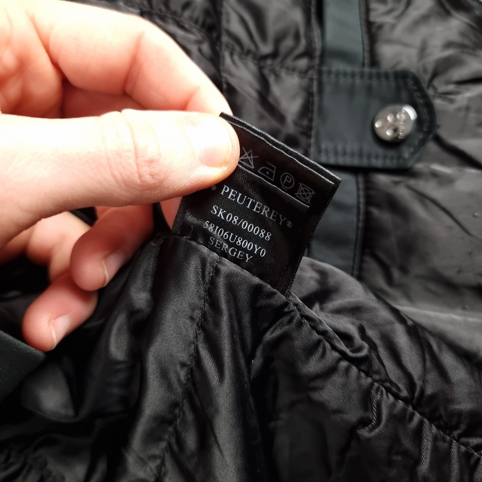 PEUTEREY Jacket Mens L Large 50 Black Goose Down Field Coat Military Collared