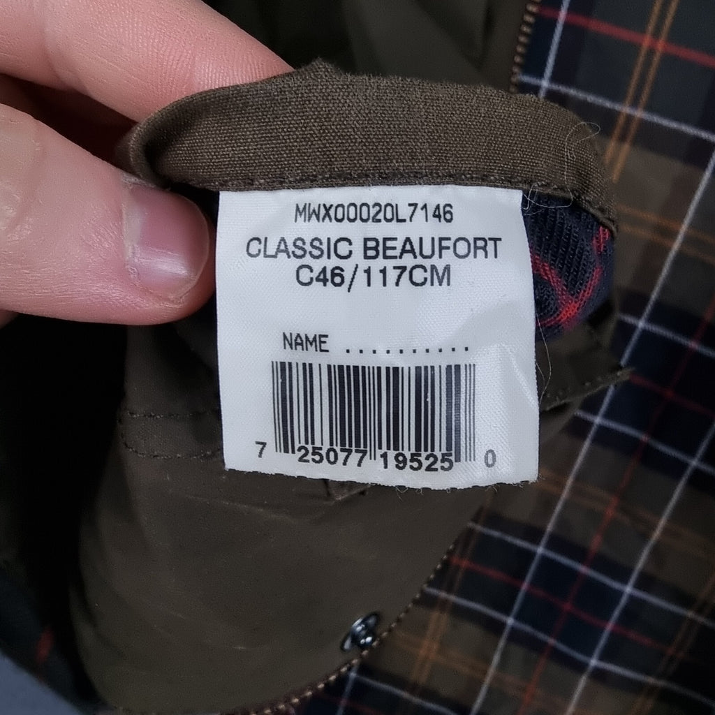 BARBOUR Classic Beaufort Jacket Mens C46 2XL Olive Wax Waxed Field Coat Sylkoil