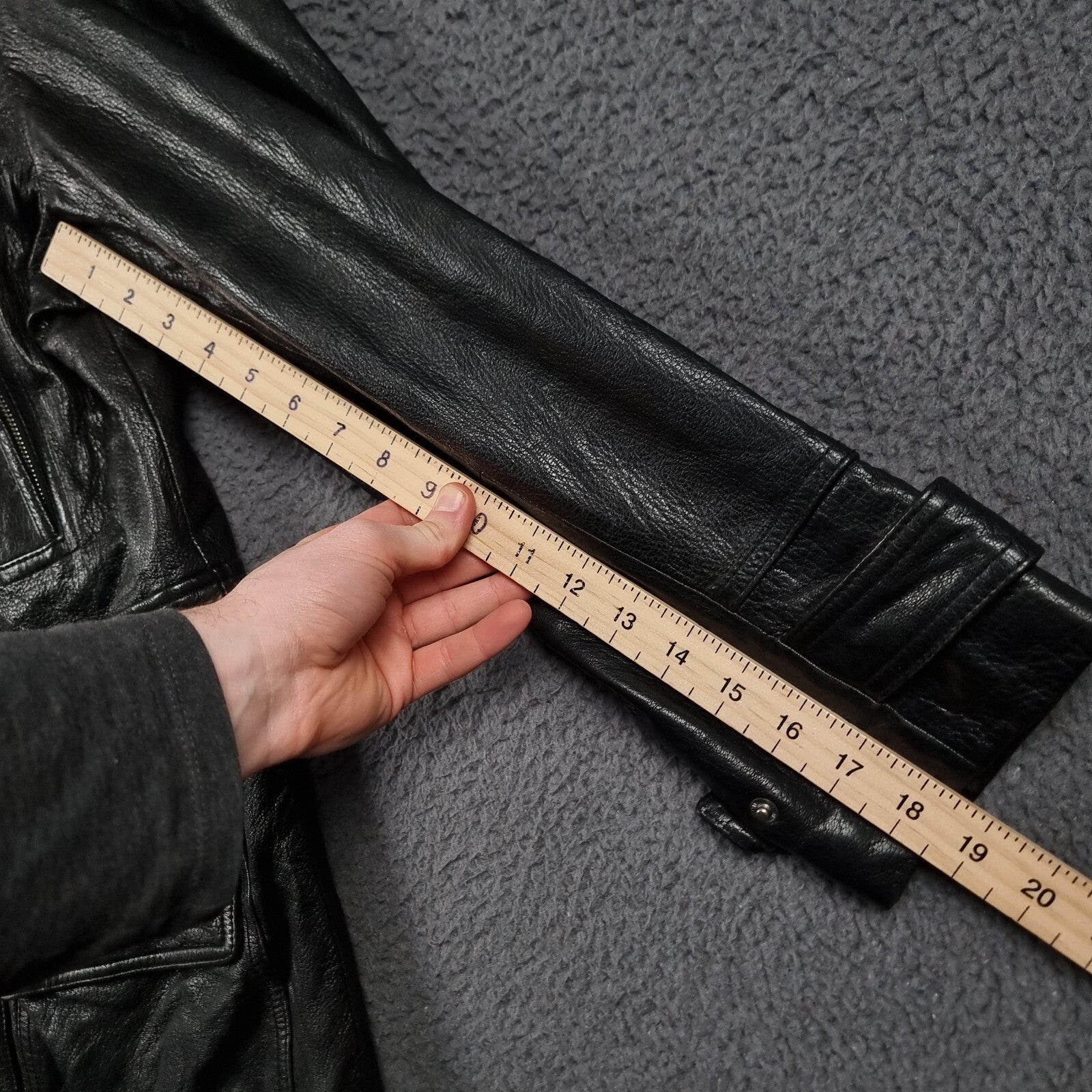 Vintage ARMA Leather Jacket Mens L Large 40 Black Long Overcoat Coat Lined 90s