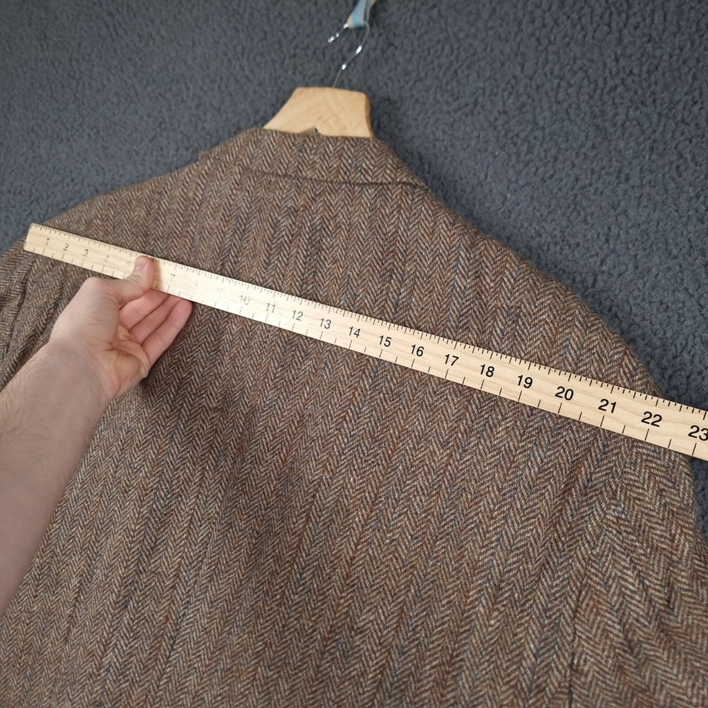Vintage Woolrich x Harris Tweed Blazer Jacket Mens 52R Brown Herringbone Wool 80s