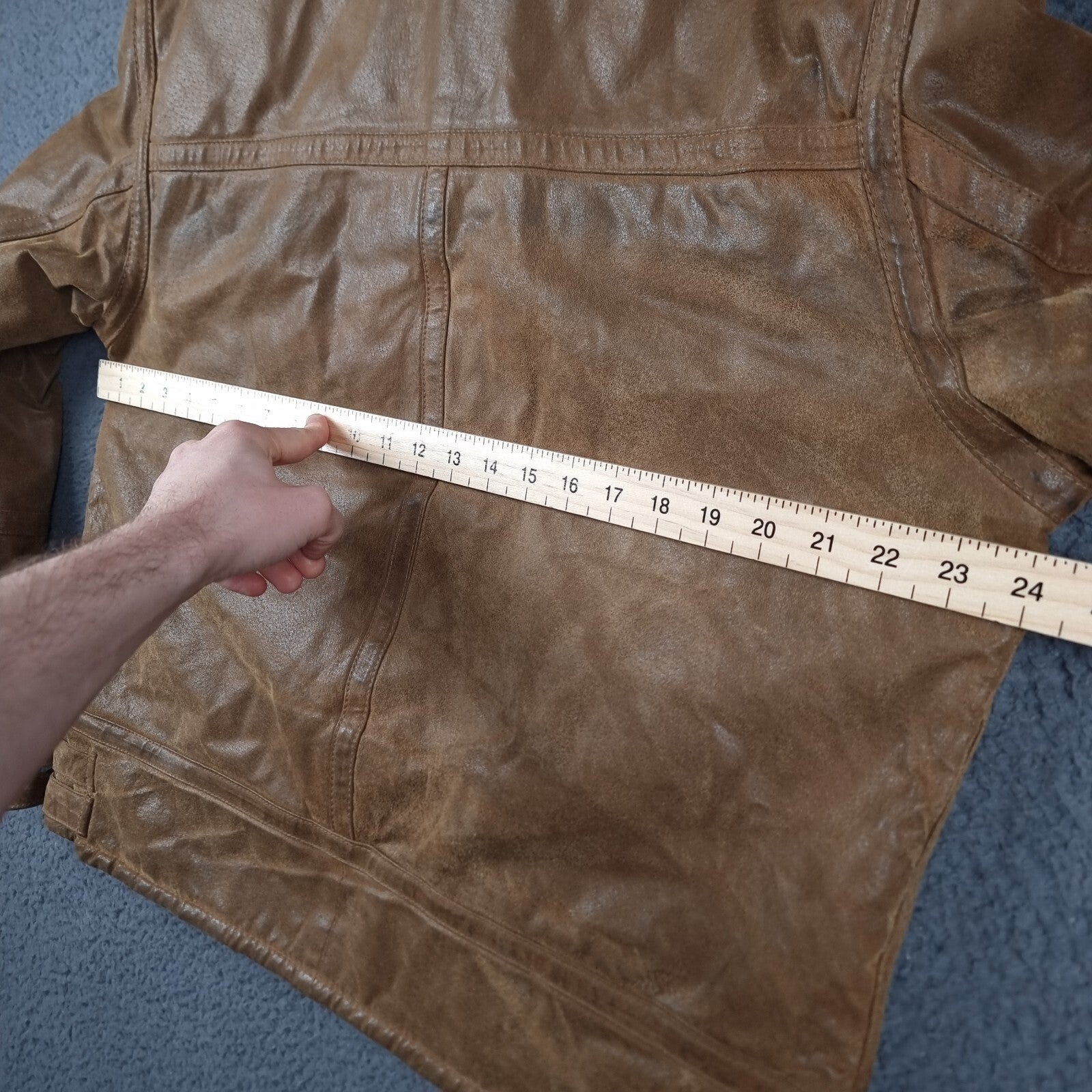 Vintage Leather Flight Jacket Men L Large Brown B3 Bomber Aviator Faux Shearling