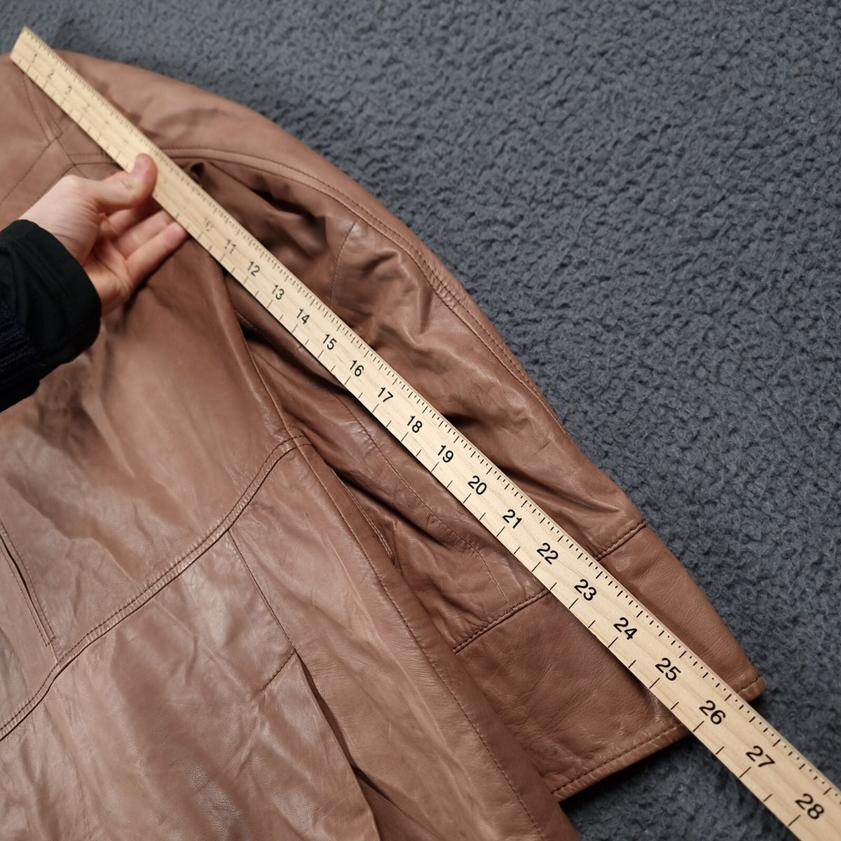 HUGO BOSS Leather Jacket Mens 40R L Large Brown Nappa Calfskin Soft Coat