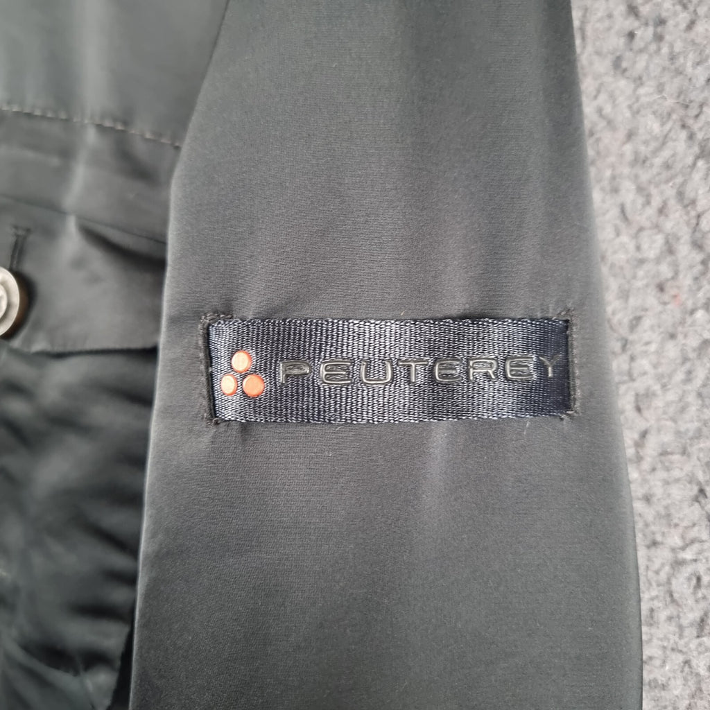 PEUTEREY Jacket Mens L Large 50 Black Goose Down Field Coat Military Collared