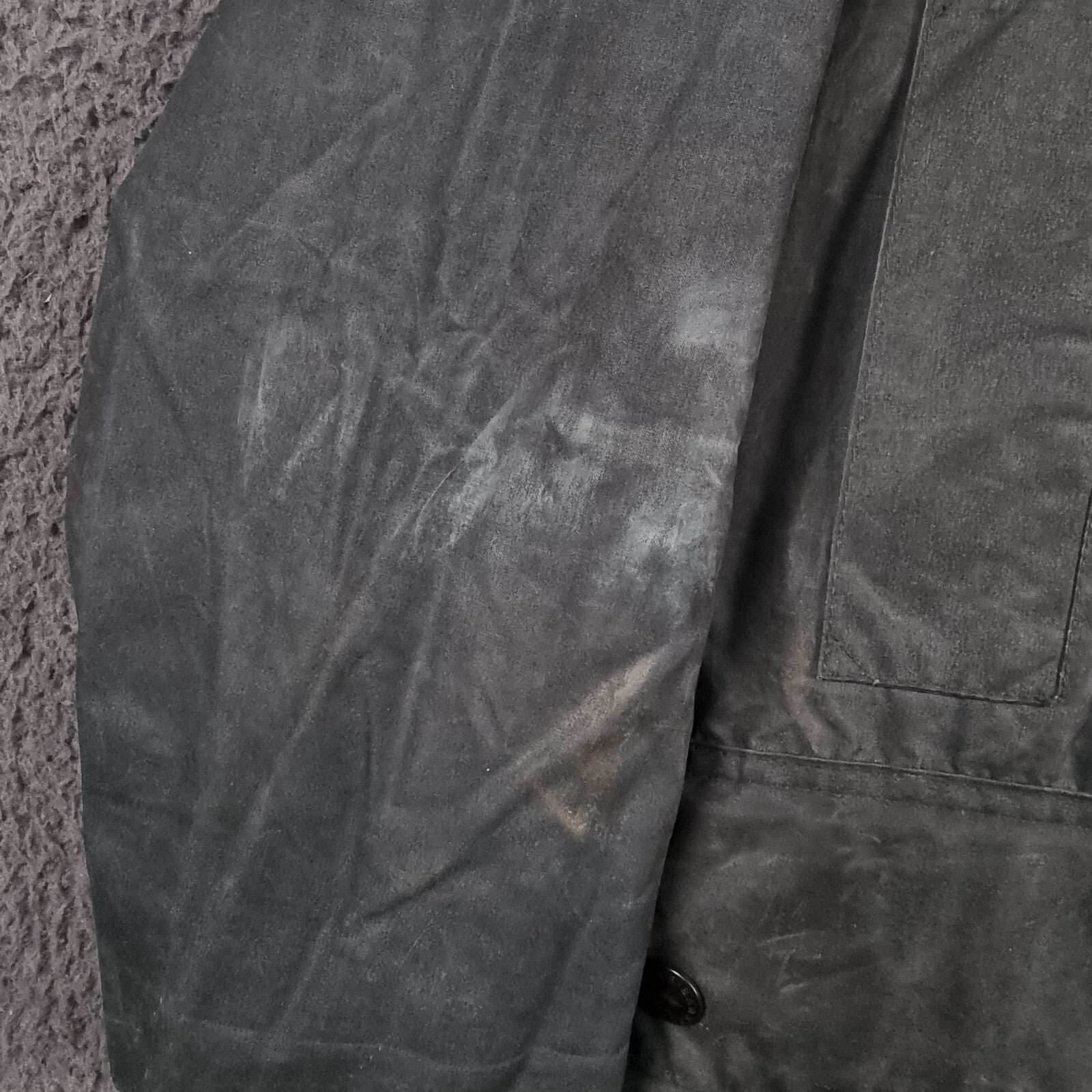 Vintage BARBOUR Border Jacket Mens C36 Navy Wax Waxed Field Coat A205 80s 1989