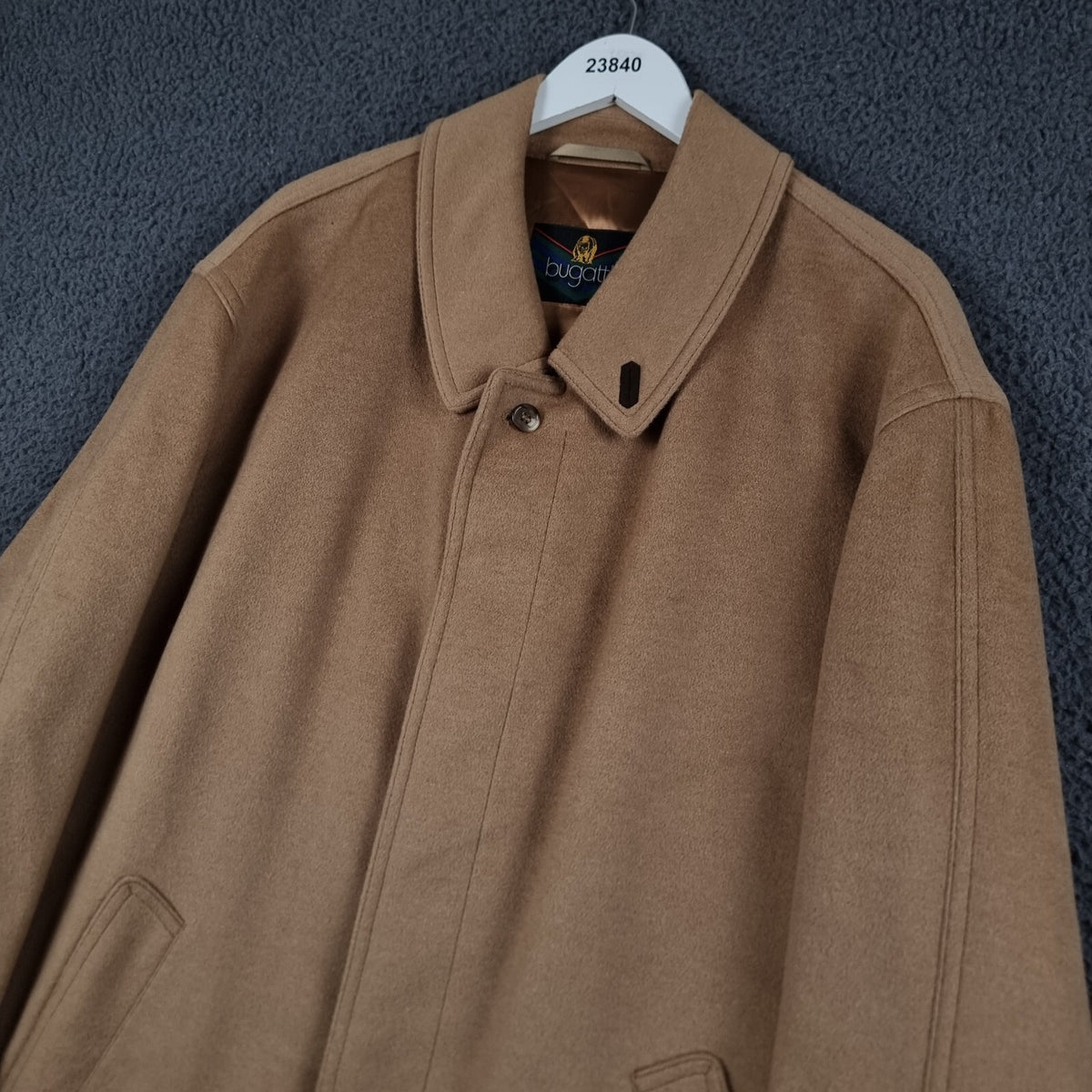 BUGATTI Coat Mens 2XL 27 Camel Calw Lambswool 30% Camelhair Long Overcoat