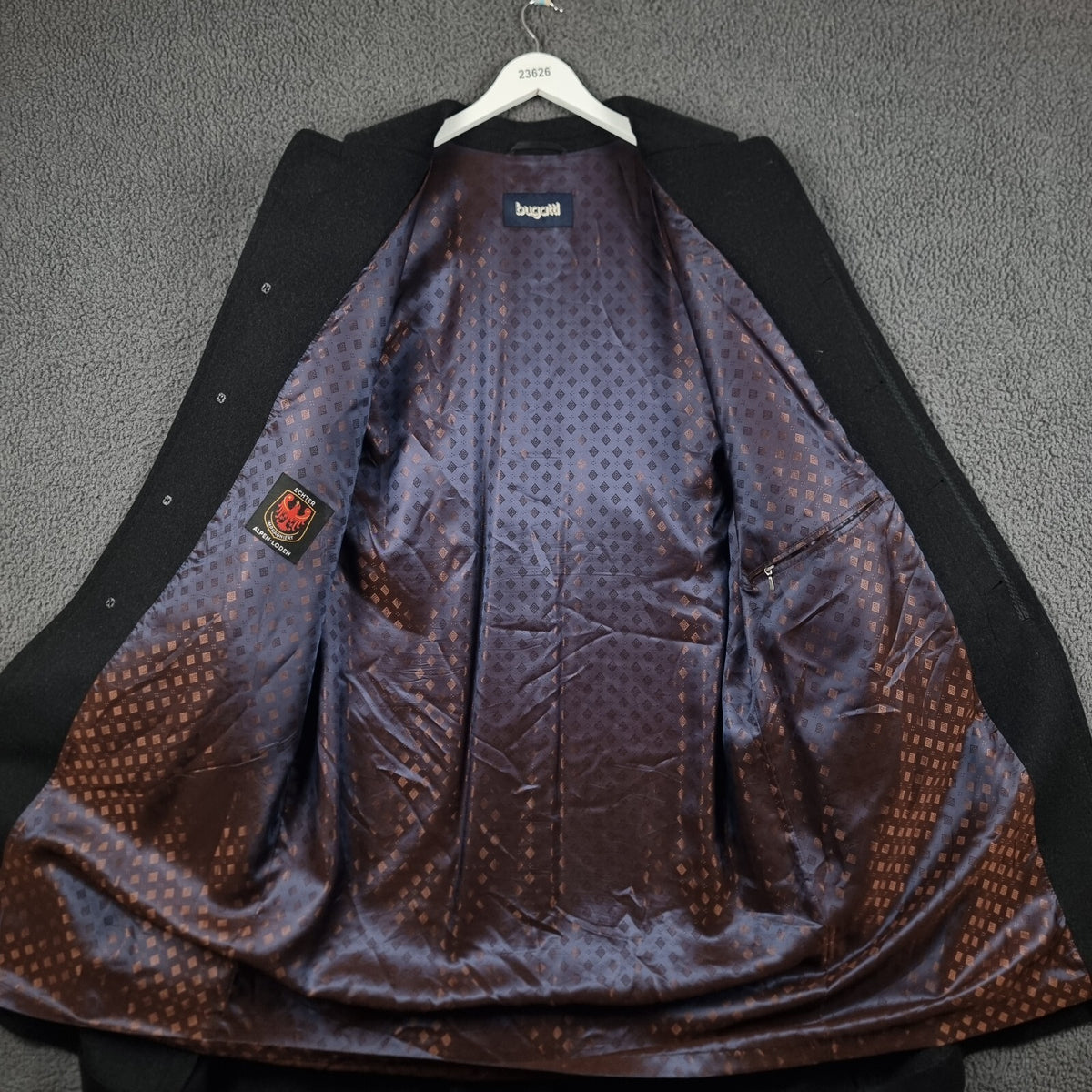 Bugatti Alpen Loden Coat Mens XL 50 Charcoal Wool Long Trench Overcoat Collared