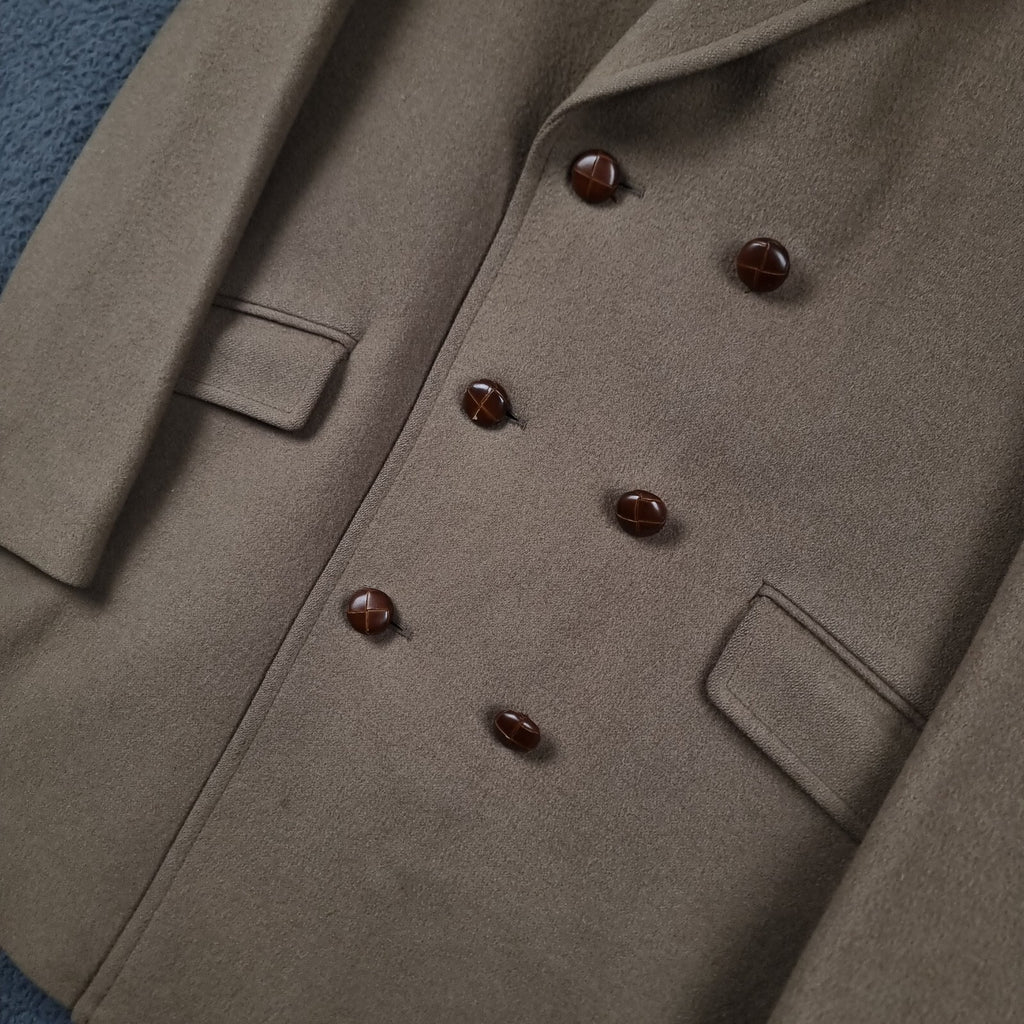 Vintage Dunn & Co Coat Mens M Medium Brown Pure Wool Double Breasted Crombie