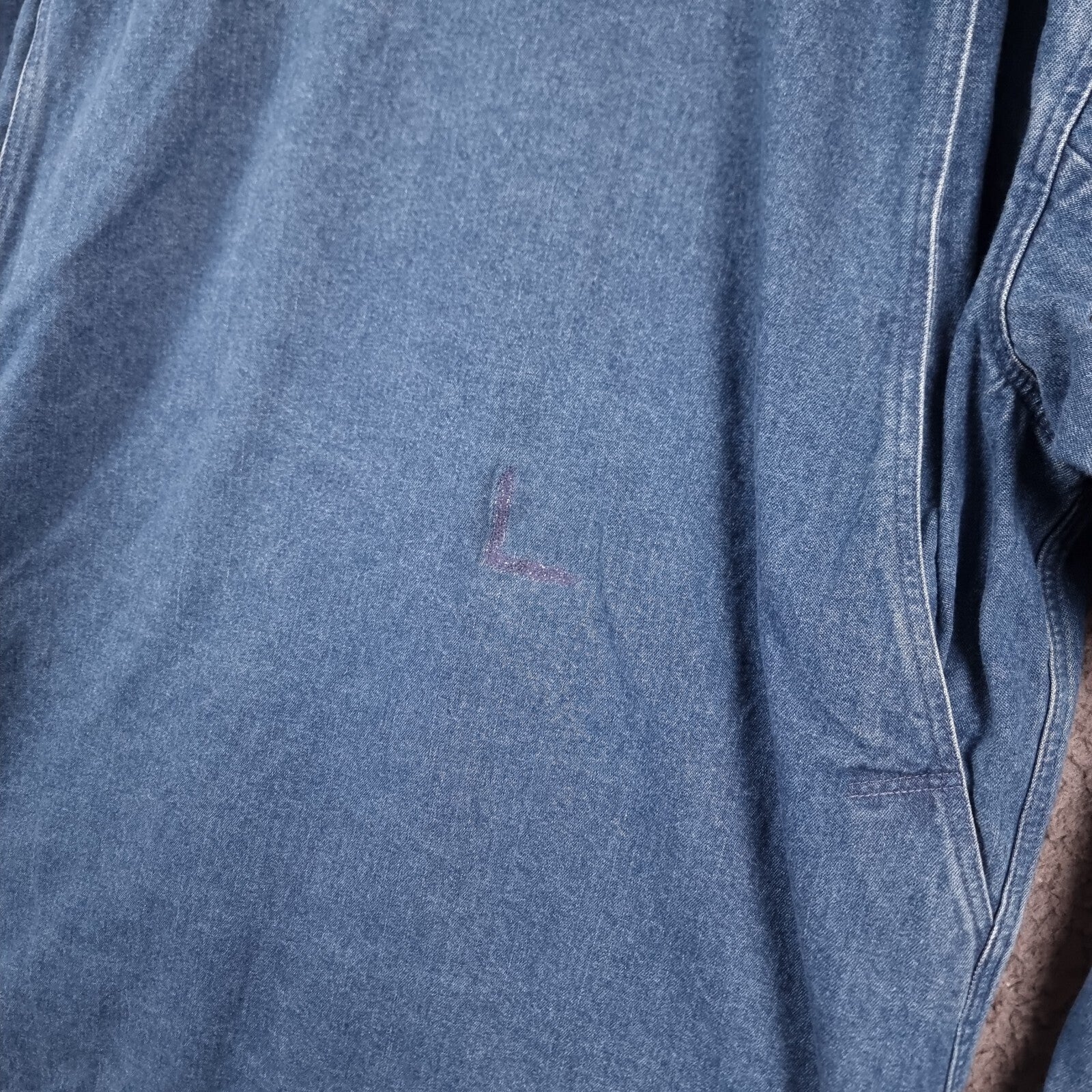 Vintage LL Bean Barn Coat Jacket Mens XL Tall Blue Field Denim Wool Liner 90s