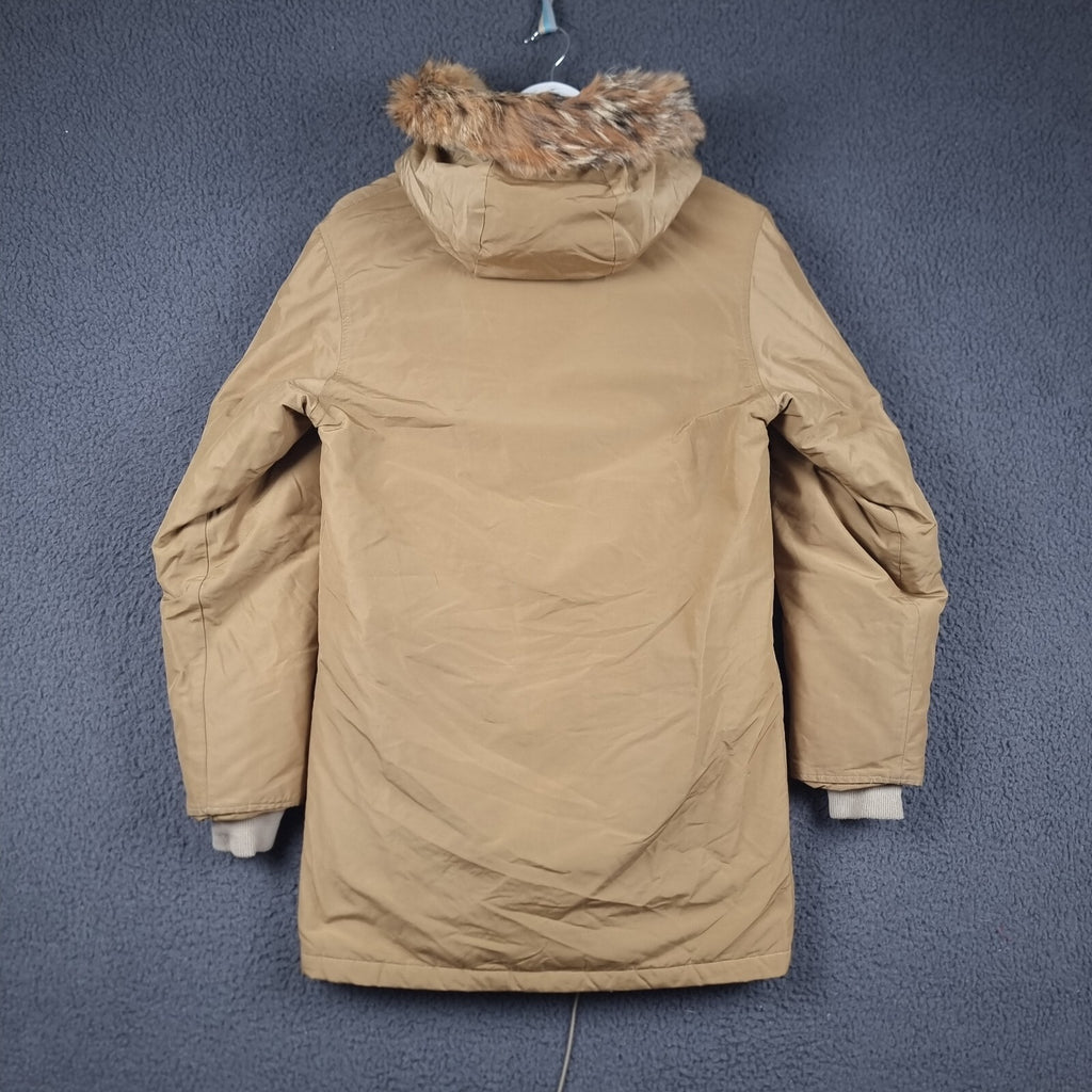 Vintage WOOLRICH Jacket Mens XS Brown Down Arctic Parka Coyote Fur USA Made