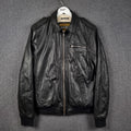 SUPERDRY Leather Jacket Mens L Large Black Biker Bomber Sherpa Lined Super Speed