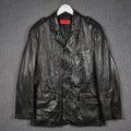 Vintage HUGO BOSS Leather Jacket Men L Large 42 Black Blazer Soft Lambskin Nappa
