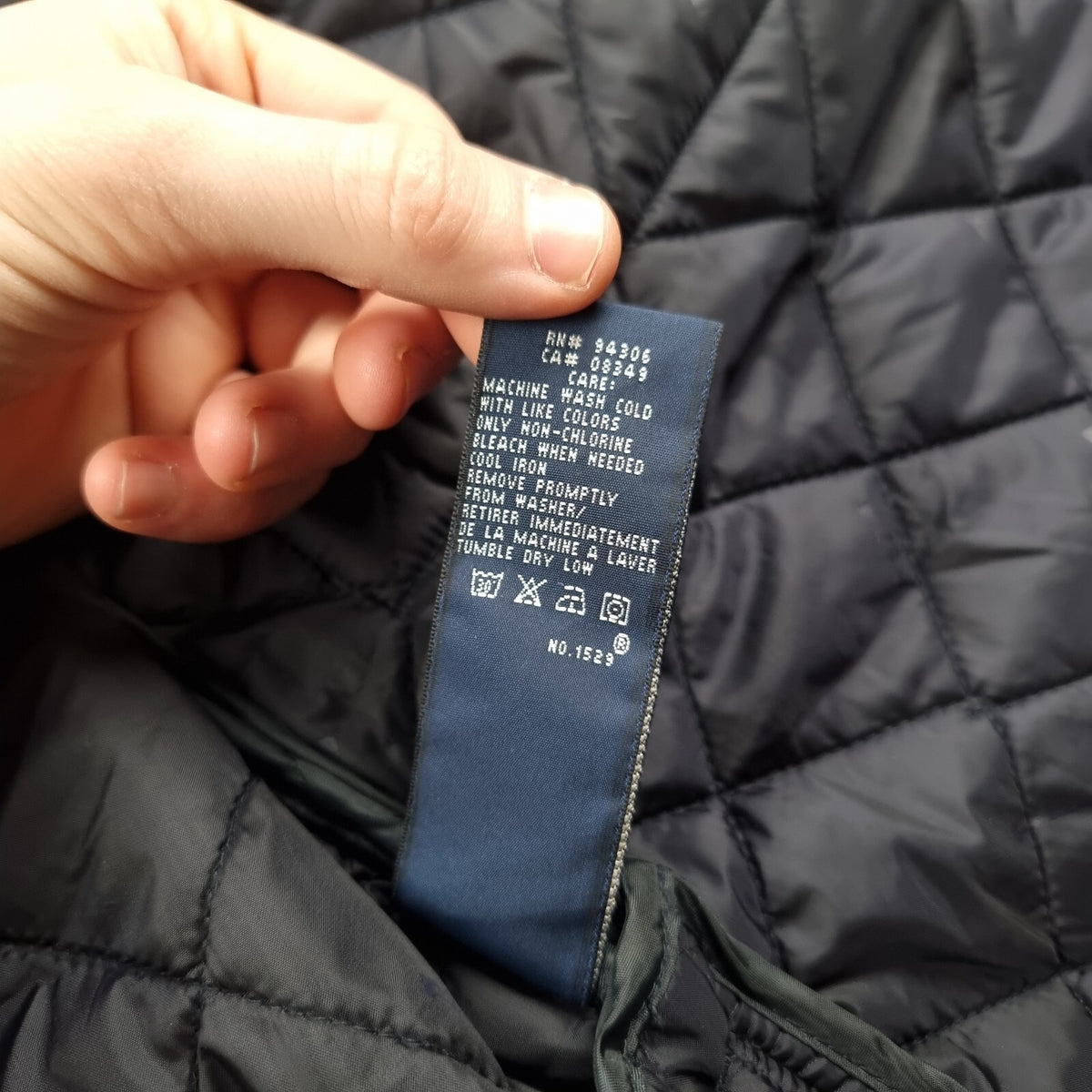 Vintage RALPH LAUREN Jacket Womens S Small Navy Long Quilted Coat Collared 90s