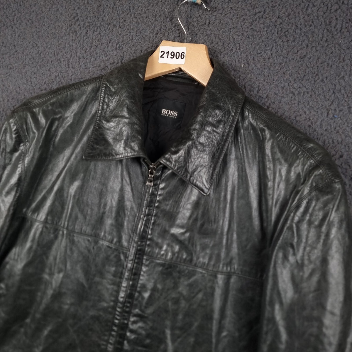 Vintage HUGO BOSS Leather Jacket Mens M Medium 38 Black Calfskin Nappa Soft 90s