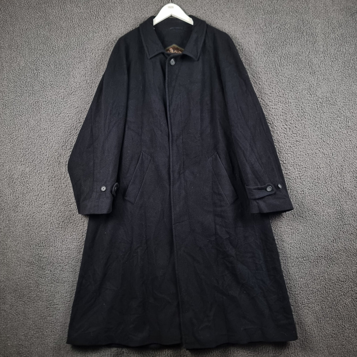 Vintage DANIEL HECHTER Coat Mens 2XL 50 Navy Blue Wool Cashmere Overcoat 80s 90s