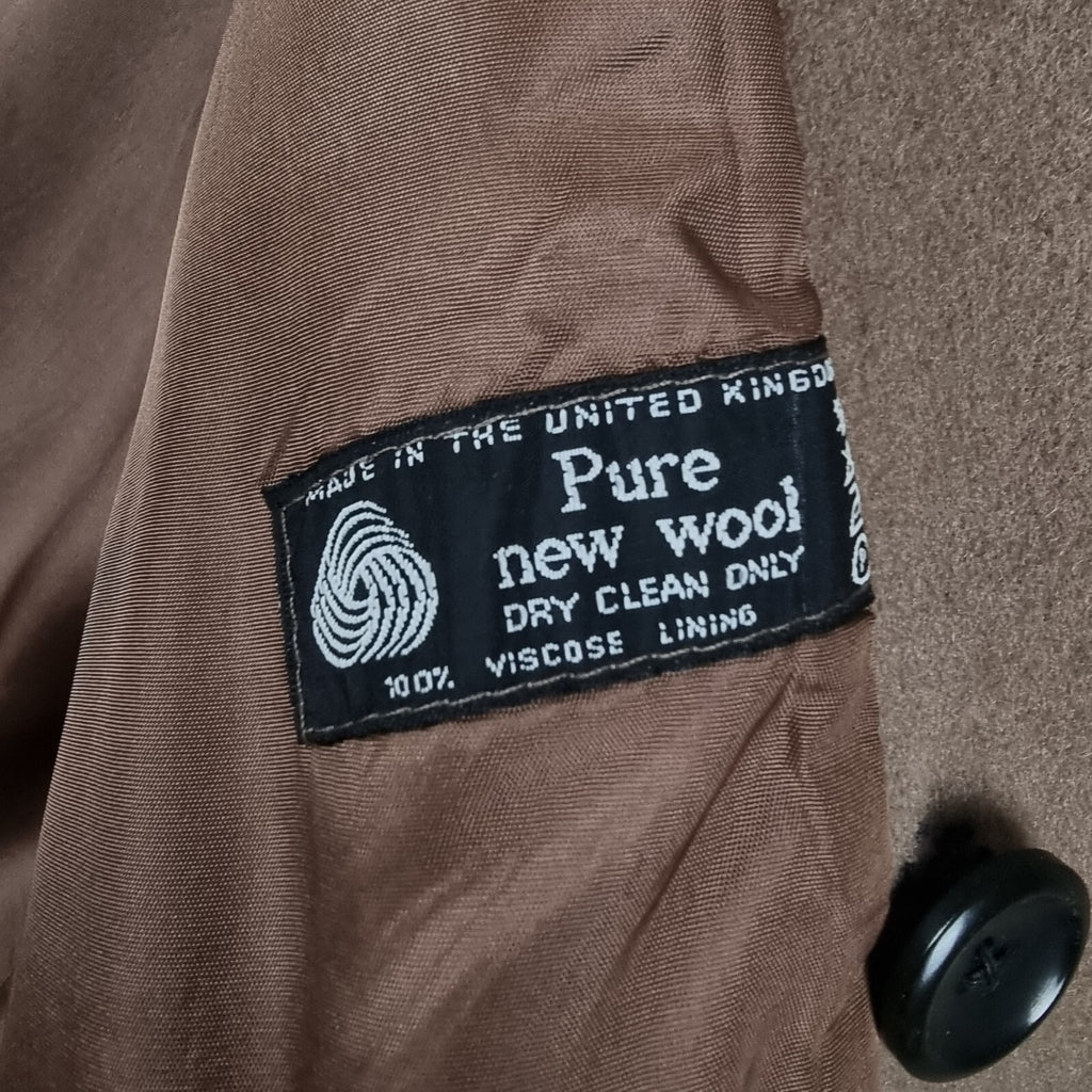 Vintage Dunn & Co Coat Mens M Medium Brown Pure Wool Double Breasted Crombie