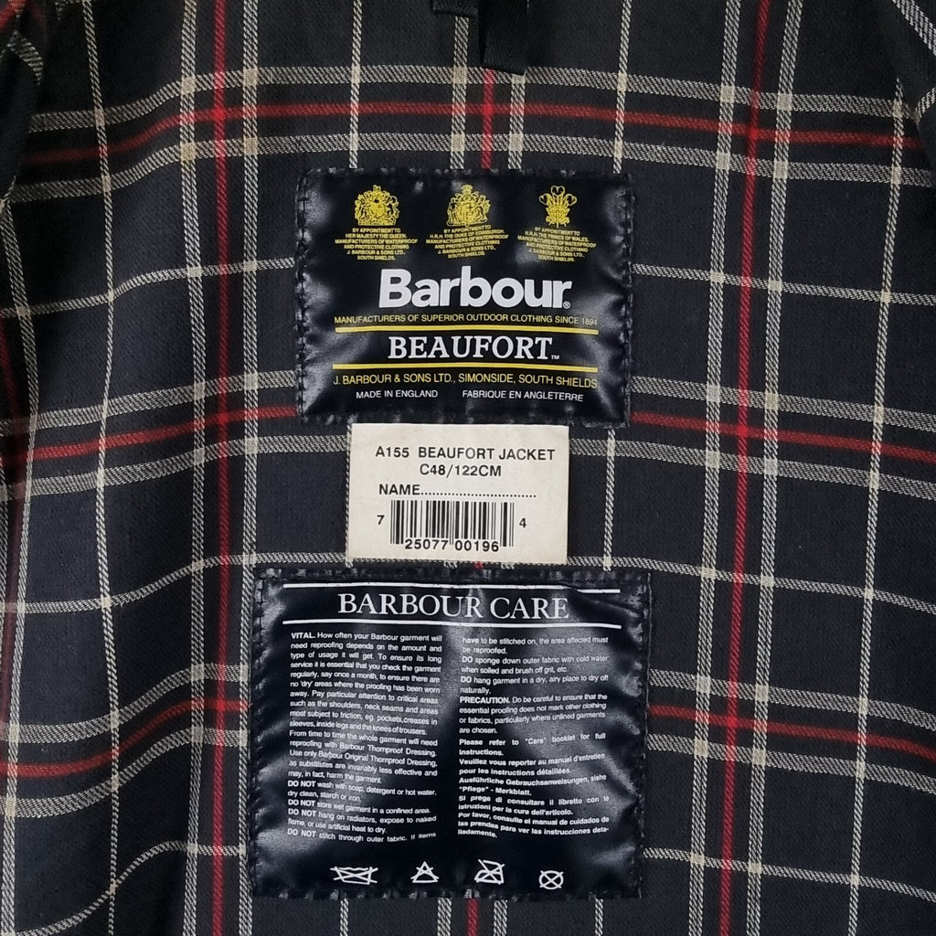 Vintage BARBOUR Beaufort Jacket Mens C48 2XL Navy Wax Waxed Field Coat A155 90s