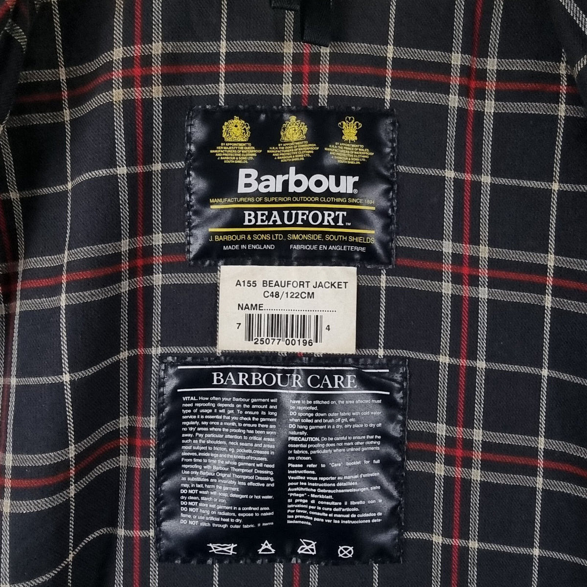 Vintage BARBOUR Beaufort Jacket Mens C48 2XL Navy Wax Waxed Field Coat A155 90s
