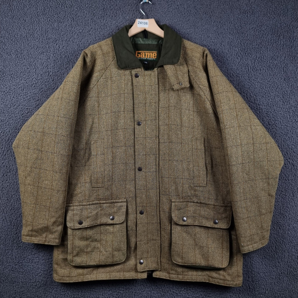 GAME Shooting Jacket Mens 2XL Green Derby Tweed Wool Blend Sporting Field Coat