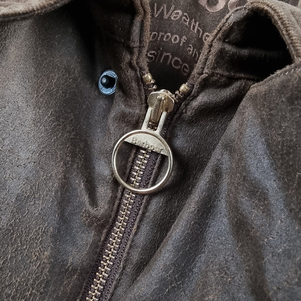 BARBOUR Jacket Mens L Large Brown Olive Weather Worked Beaufort Field Coat A2200