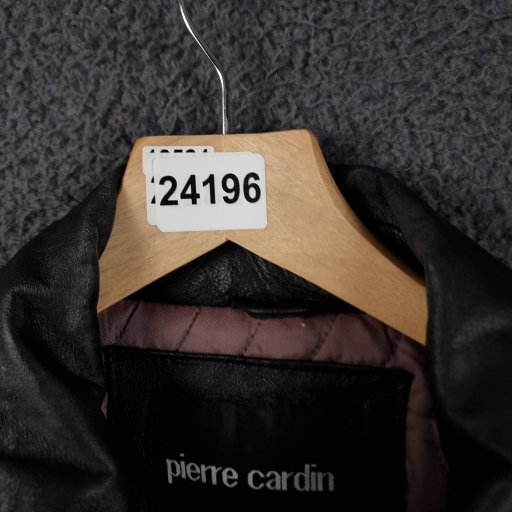 Vintage PIERRE CARDIN Leather Jacket Mens M Medium Black Bomber Relaxed Fit 90s