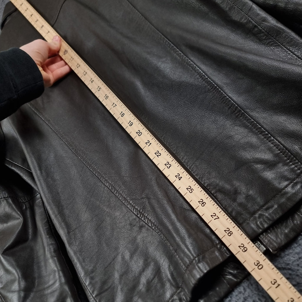 Superdry Leather Jacket Mens L Large Brown Hero Benjamin Biker Bomber Motorcycle