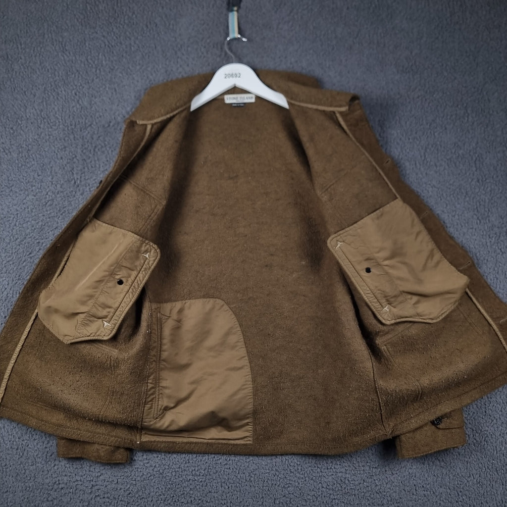 Vintage STONE ISLAND Jacket Mens XL Brown Felt Field Coat Made In Italy F/W 2005