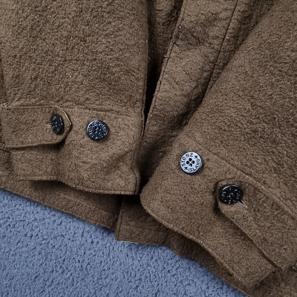 Vintage STONE ISLAND Jacket Mens XL Brown Felt Field Coat Made In Italy F/W 2005