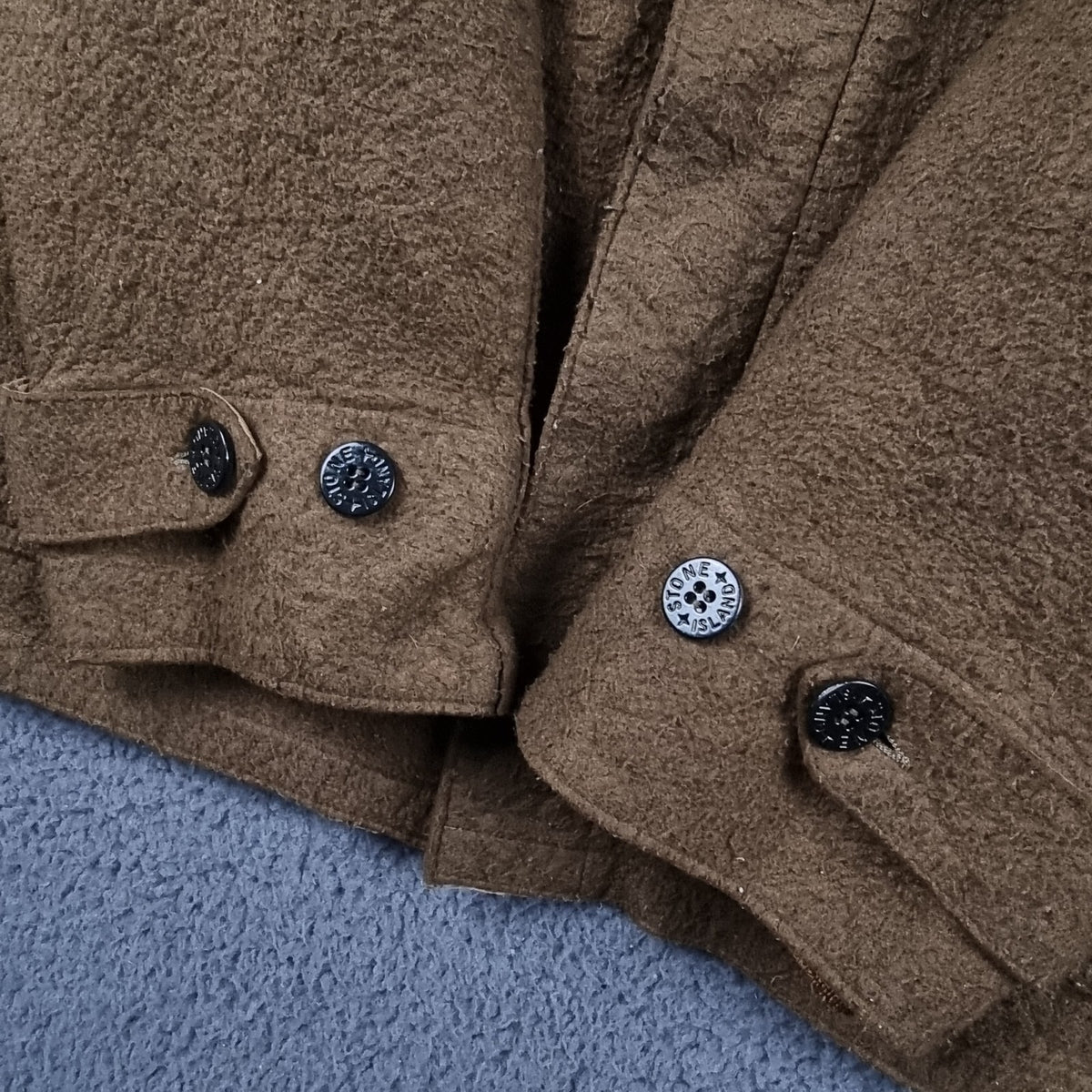Vintage STONE ISLAND Jacket Mens XL Brown Felt Field Coat Made In Italy F/W 2005
