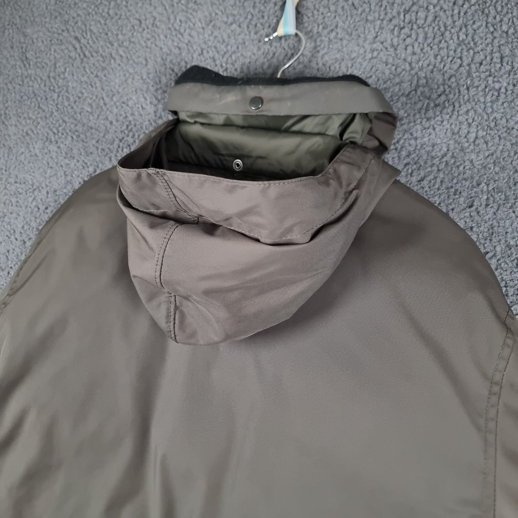 Vintage POLO RALPH LAUREN Jacket Mens L Large Grey DOWN Parka Hooded Rain Coat
