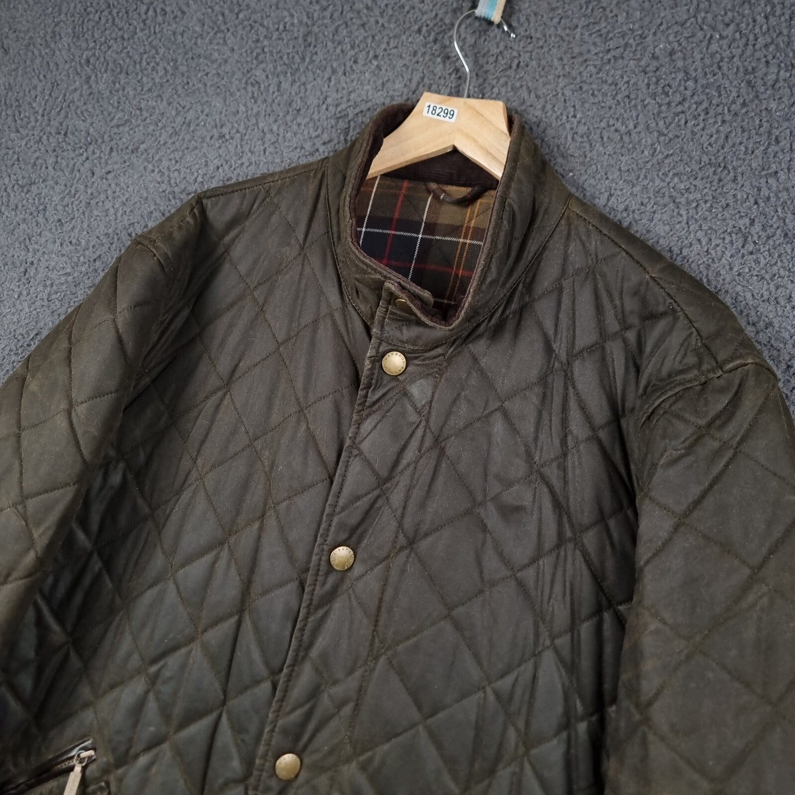 BARBOUR Jacket Mens XL Olive Wax Chelsea Sportsquilt Waxed Quilted