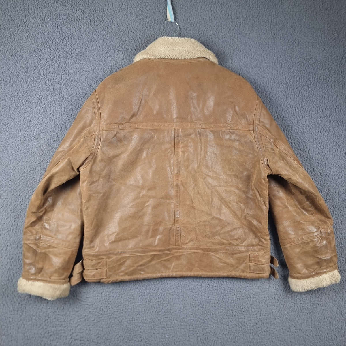 Vintage Leather Flight Jacket Men L Large Brown B3 Bomber Aviator Faux Shearling