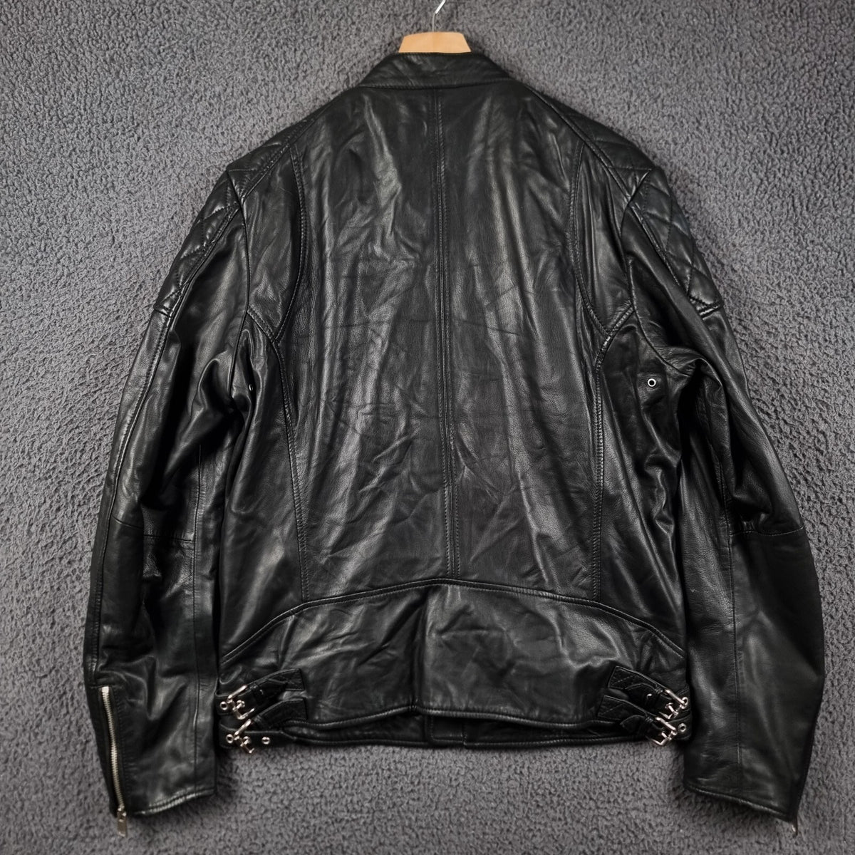 Diesel Leather Jacket Mens XL Black Soft Sheepskin Racer Biker Moto Full Zip
