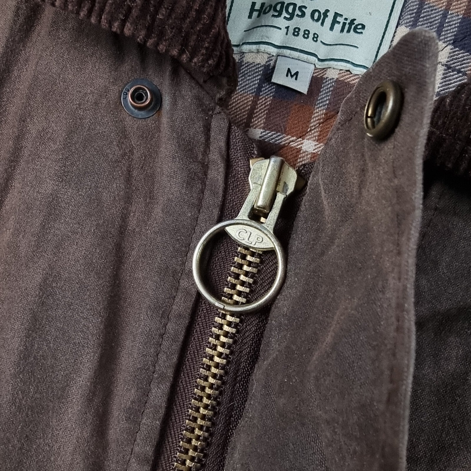 Vintage HOGGS OF FIFE Jacket Mens M Medium Brown Wax Waxed Field Coat Hooded