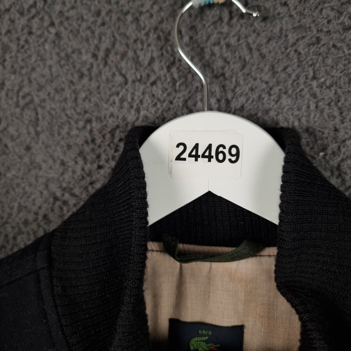Vintage LACOSTE Jacket Mens 3XL 8 Black Wool Blend Bomber Full Zip Lined Y2K