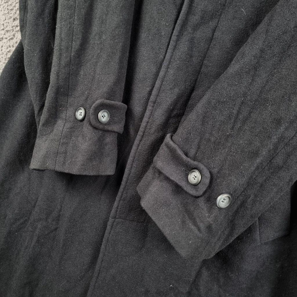 Vintage DANIEL HECHTER Coat Mens 2XL 50 Navy Blue Wool Cashmere Overcoat 80s 90s