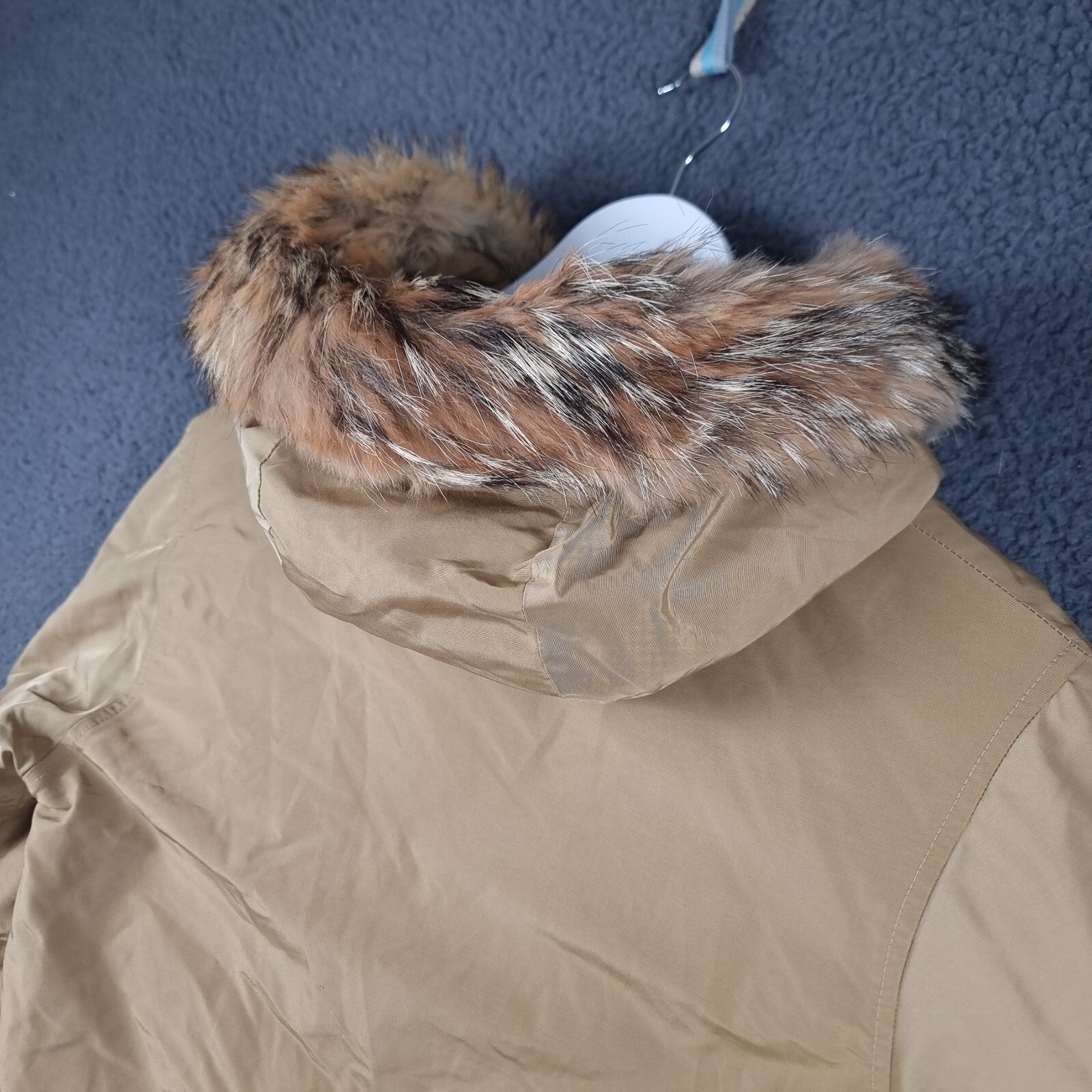 Vintage WOOLRICH Jacket Mens XS Brown Down Arctic Parka Coyote Fur USA Made