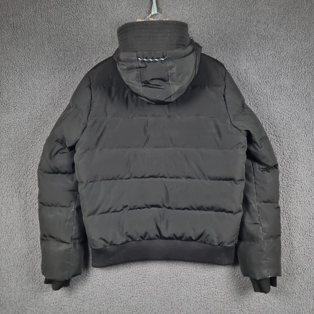 TOMMY HILFIGER Jacket Mens M Medium Black Down Insulated Puffer Hooded Bomber