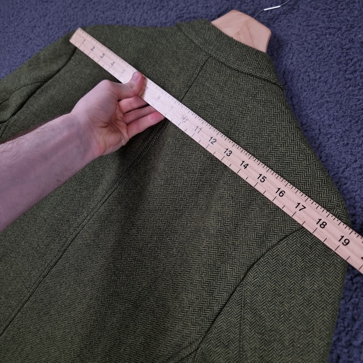 PAUL STUART Blazer Jacket Mens 40 Green Herringbone Wool Tweed Unstructured